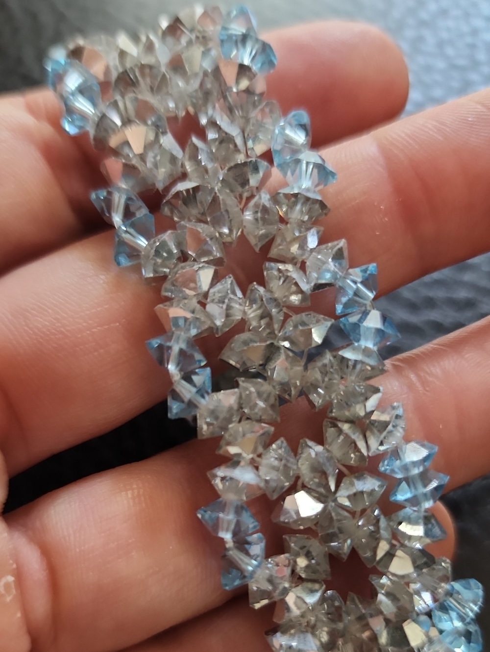 VTG Crystal Cluster Bracelet in Clear and Light Blue